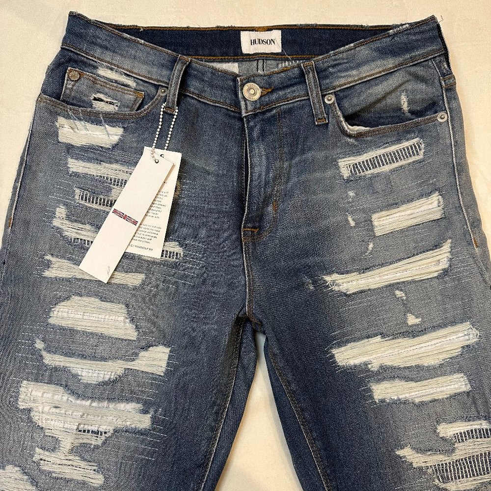 NWT Hudson Nico Midrise Super Skinny Distressed Indigo Jean - Size 29